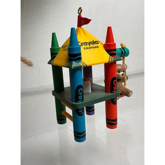 Hallmark Crayola Crayons Ornament 1994 Bright Playful Colors Bear On Swing QX527 - Picture 6 of 11